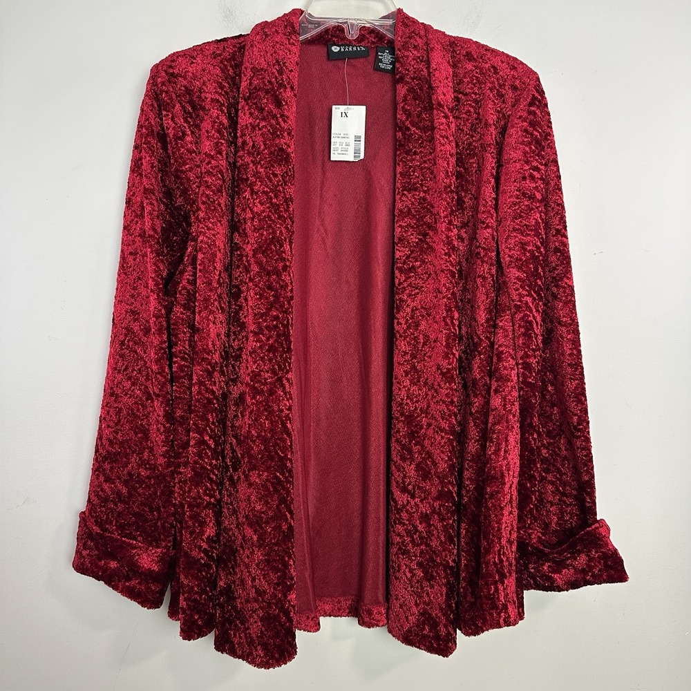 Maggie Barnes Crushed Velvet Jacket Plus Size 1X Red Goth Witchy Whimsygoth NWT